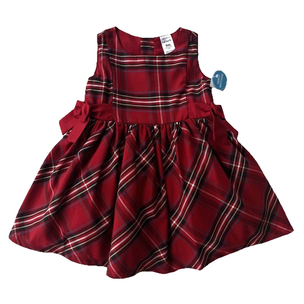 Carter's Baby Christmas Dress Size 9 Months Red Plaid Holiday NWT